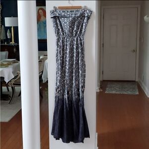 Nicholas K for Free People Boho Beaded Strapless Maxi Dress